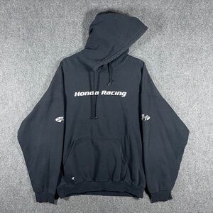 Y2K Honda Racing Team Pullover Hoodie Black Mens Size XL #1719
